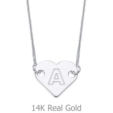 Heart-Shaped Initial Necklace in White Gold