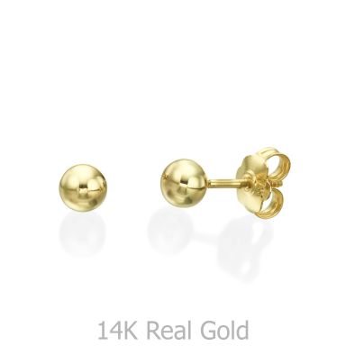 14K Yellow Gold Kid's Stud Earrings - Classic Circle - Large