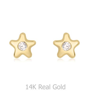 14K Yellow Gold Kid's Stud Earrings - The Nili Star