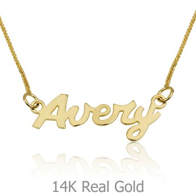 14K Yellow Gold Name Necklace "Gold" English
