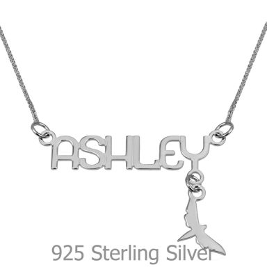 925 Sterling Silver Name Necklace "Coral" English with decor "Birdie"