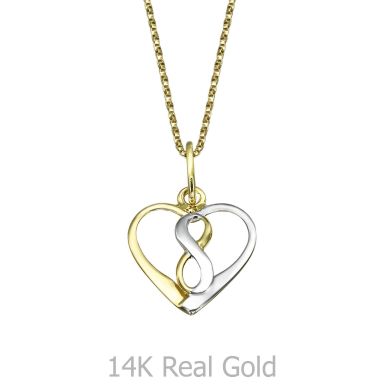 Pendant and Necklace in Yellow and White Gold - Cosmic Heart