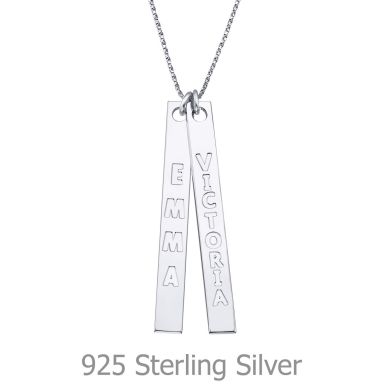 Bar Necklace with Personalized Engraving, in 925 Silver