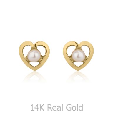 14K Yellow Gold Kid's Stud Earrings - Chantelle Pearl